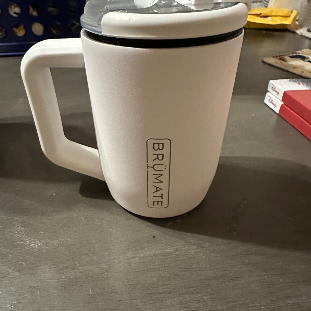 BrüMate White Insulated Travel Mug with Handle
